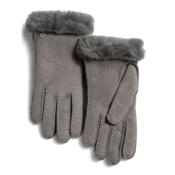 UGG Charcoal Shearling Sheepskin Carter Gloves - Picture 1 of 1